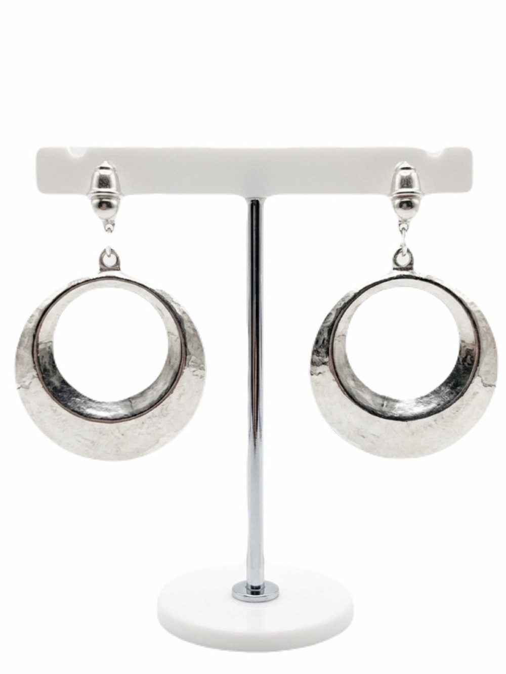 Vintage Minimalist Silver Tone Hypoallergenic Geometric Circle Stud Earrings
